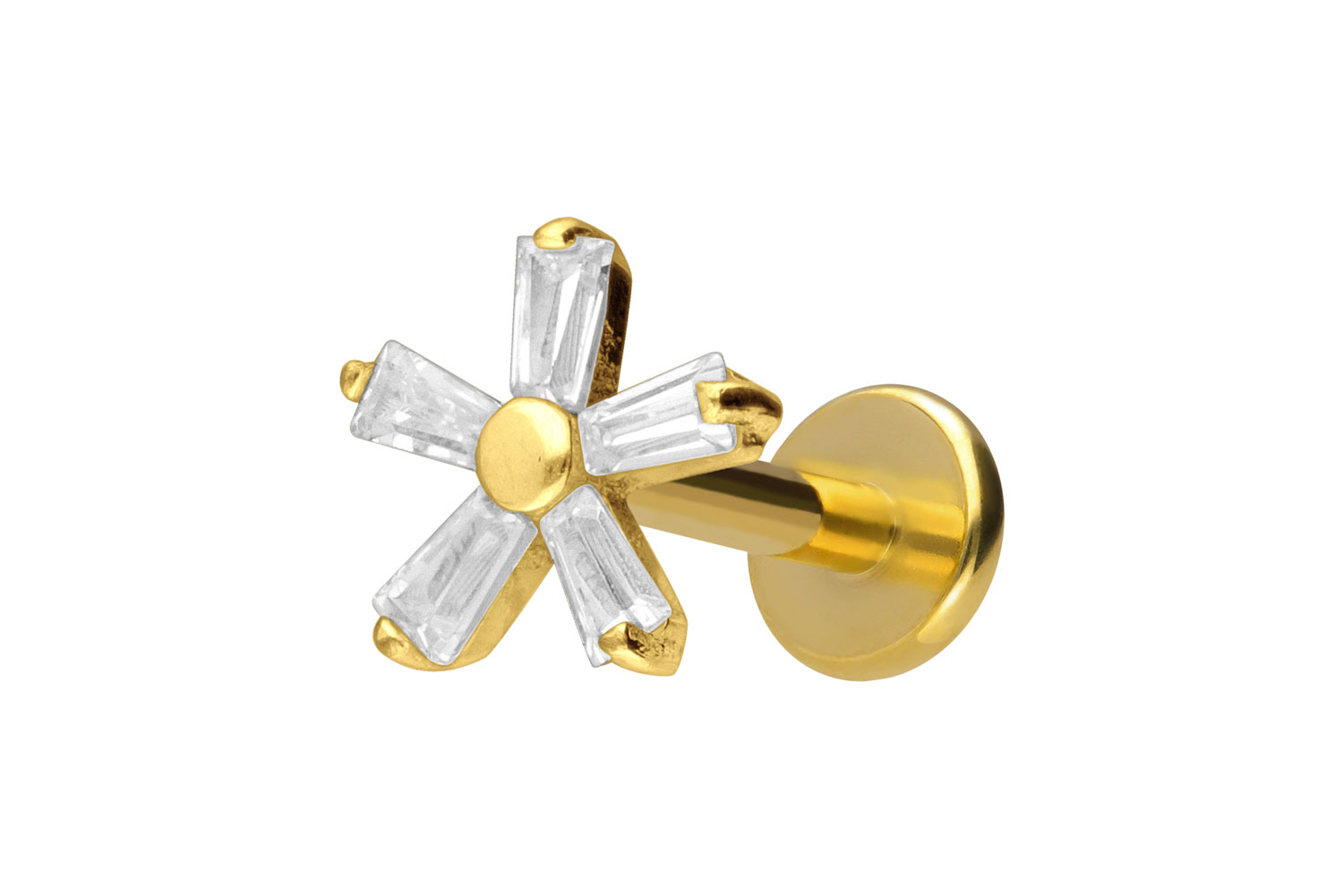 Titan Labret Piercing mit Innengewinde KRISTALLBLUME